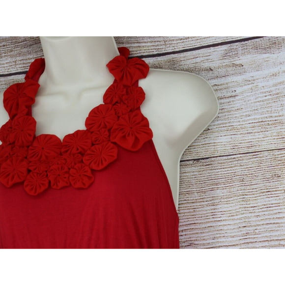 Spiegel Womens Size Small Halter Mini Empire Waist Dress Red Floral Accent - Picture 4 of 7